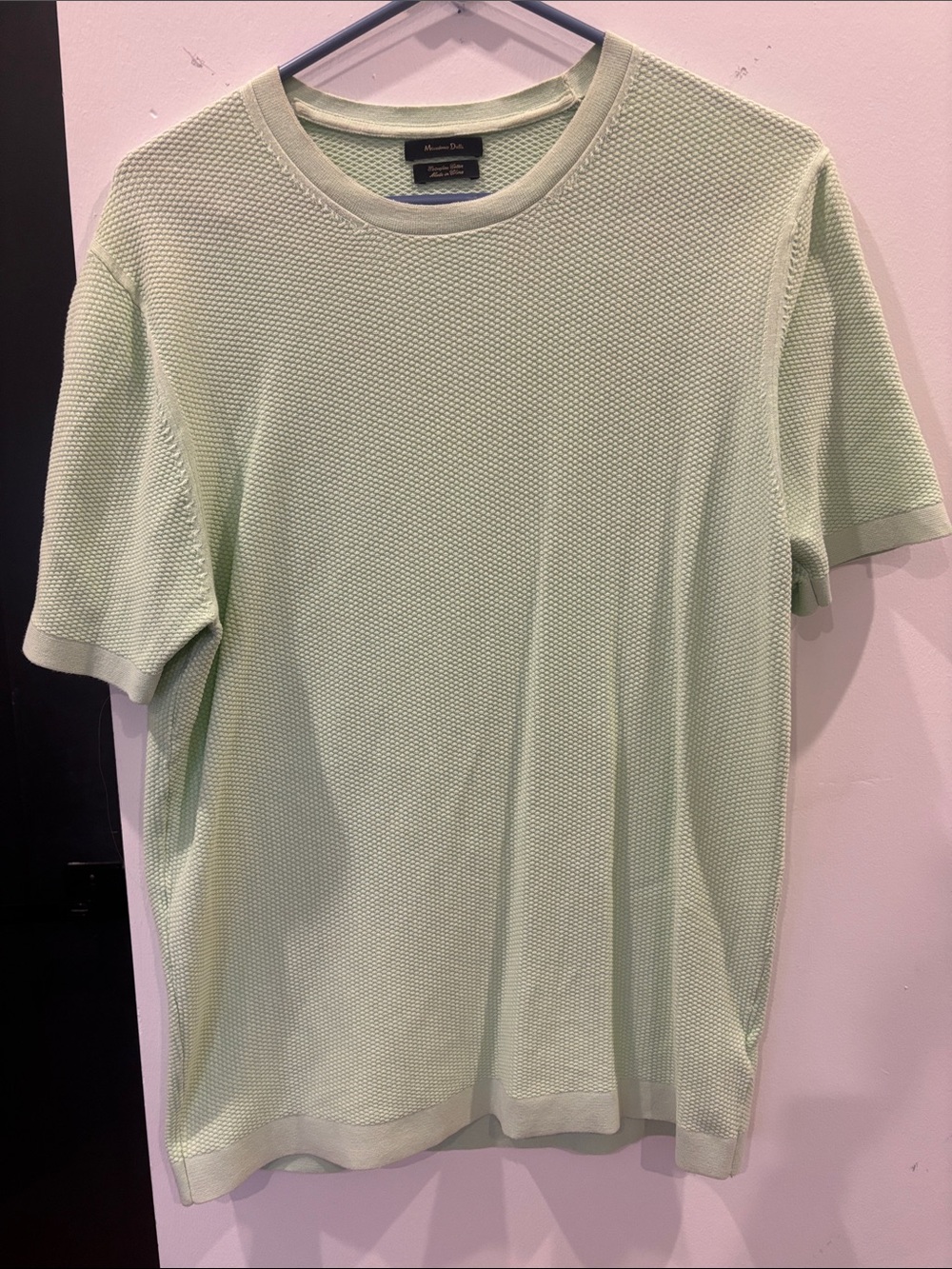 Massimo Dutti Light Mint Short-Sleeve Textured Crew Tee